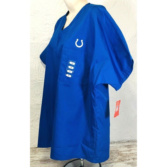 NFL NEW Indianapolis Colts Medical Scrub Top M MEDIUM V Neck Unisex Horseshoe - Picture 1 of 10
